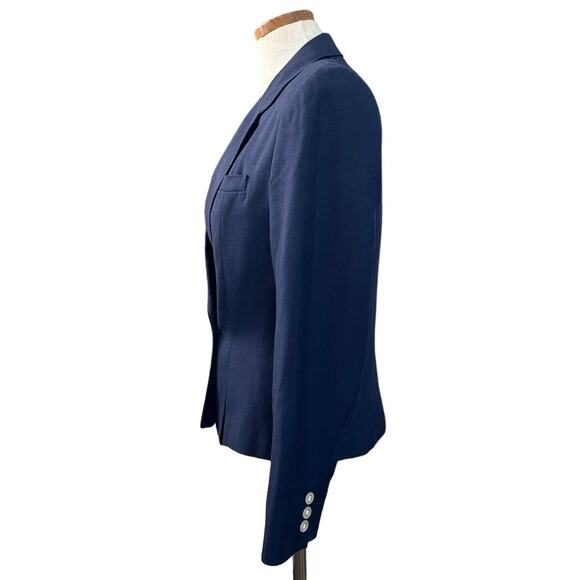 Vintage AJ Friends Double Breasted Blazer M Navy Tailored Office Career Power - Picture 12 of 12